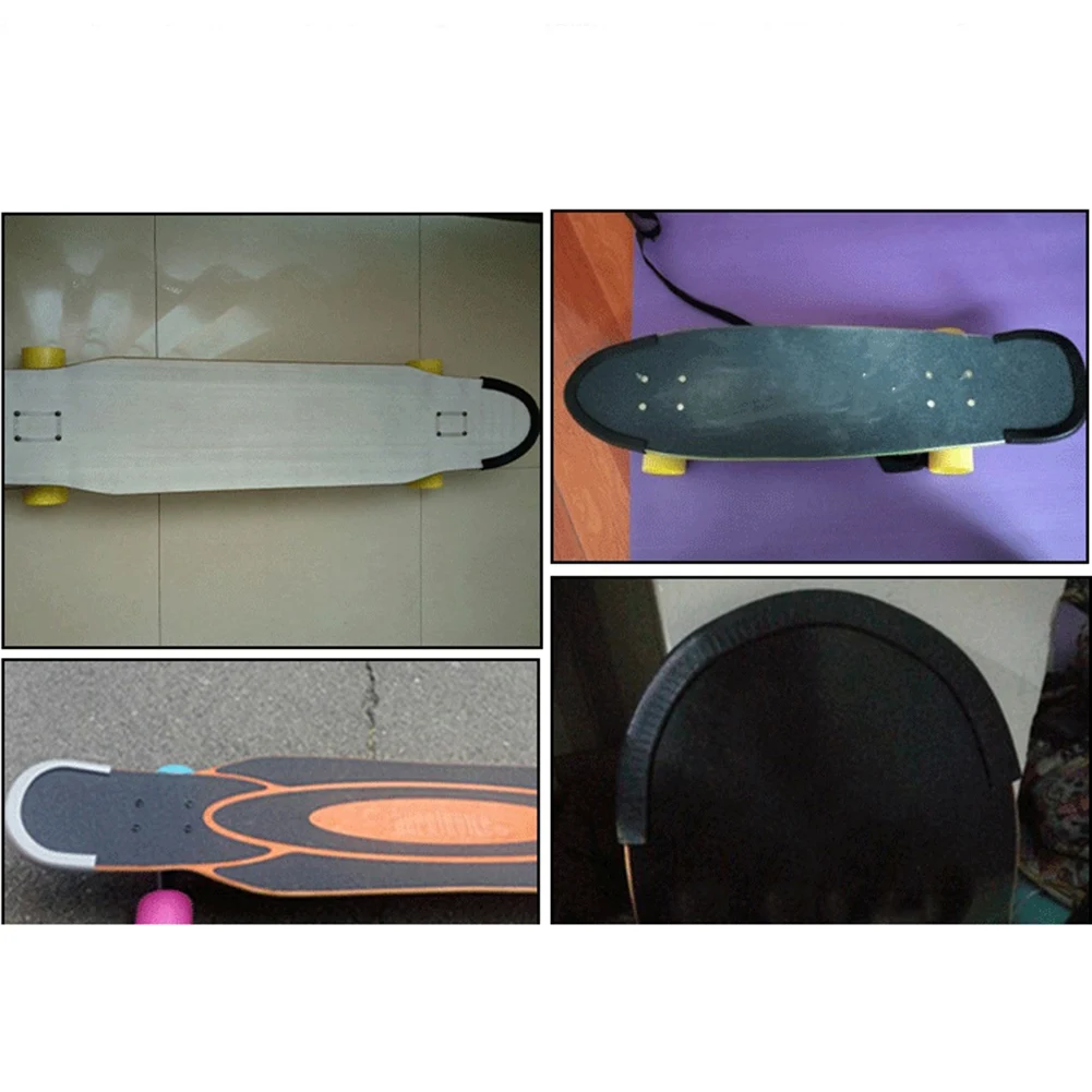 2 buah pelindung Bumper karet pelindung dek Skateboard Universal Strip karet benturan papan tari Longboard 30cm-hitam