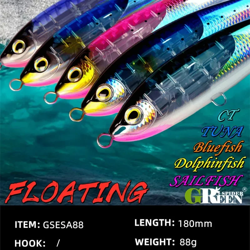 2023 New 190mm 88g Floating Pencil Fishing Lure Flash Flake Seawater Isca Artificial Wobbler For Trolling Tuna Sailfish GT