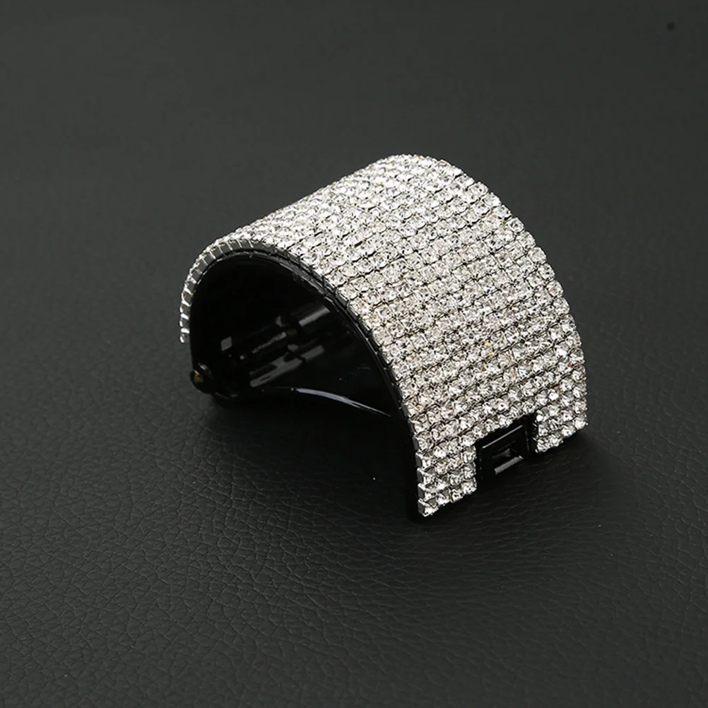 

Elegant Rhinestone Hair Clips Ponytail Holders For Women Girls Large Size Black Durable Easy Use Comfortable Hair Styling Tools