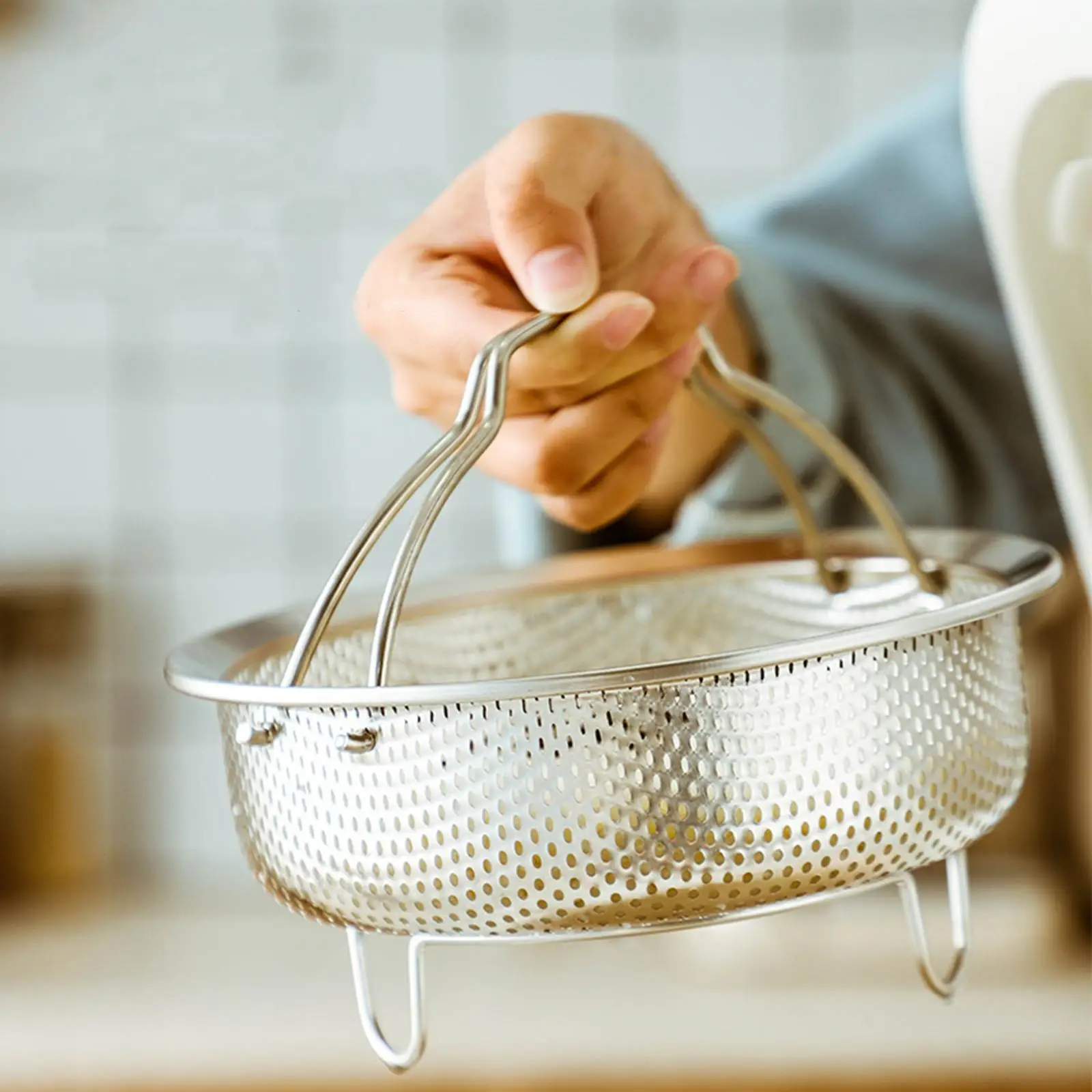 

Корзина для пароварки, лоток для пароварки для риса из нержавеющей стали, многоразовый быстрый дренаж