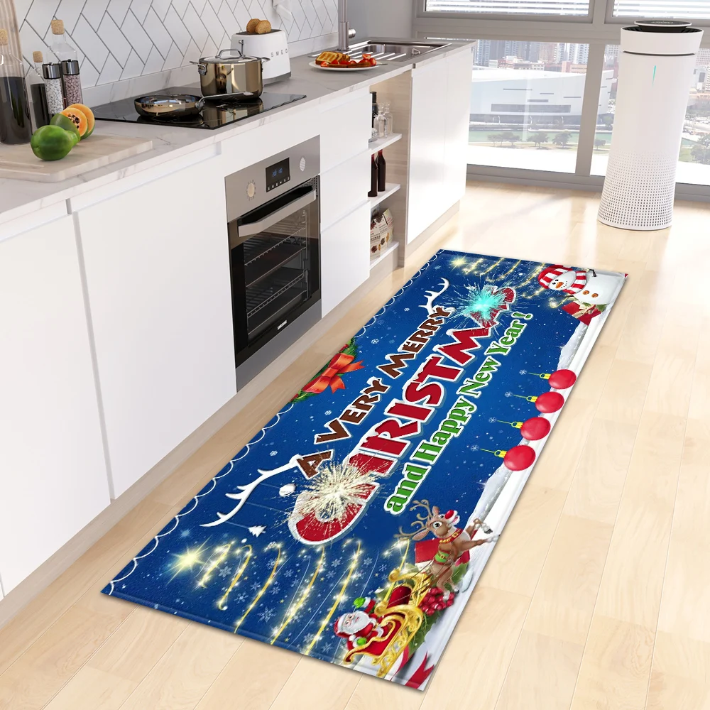 Christmas kitchen carpet house hallway entrance door mat living room floor bedroom bathroom  decoration non-slip 