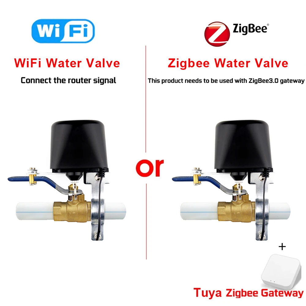 Tuya-válvula de agua Zigbee con WiFi, controlador de riego con temporizador, cierre de Gas inteligente para jardín, con Alexa y asistente de Google, Smart Life