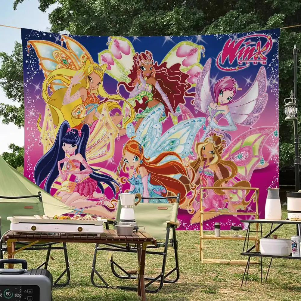 Bandera de Animadoras de Dibujos Animados Girl-W-Winx, Tamaño Pequeño, Bandera para Exteriores, Banderas para Crear Ambiente