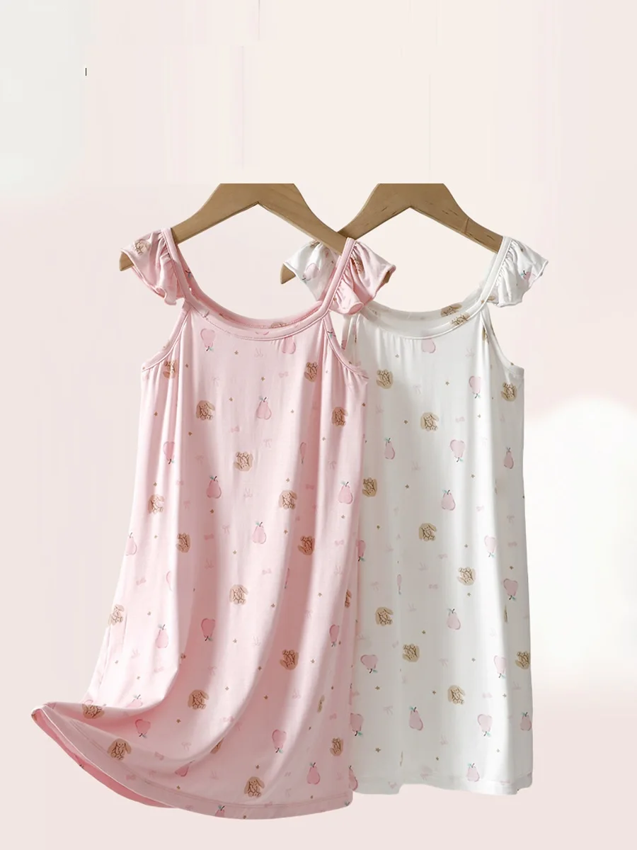 Summer Sleeveless Nightdress Baby Pajama Cartoon Home Clothes for Children 3-15 Years Old New Delivery 110-170 Size