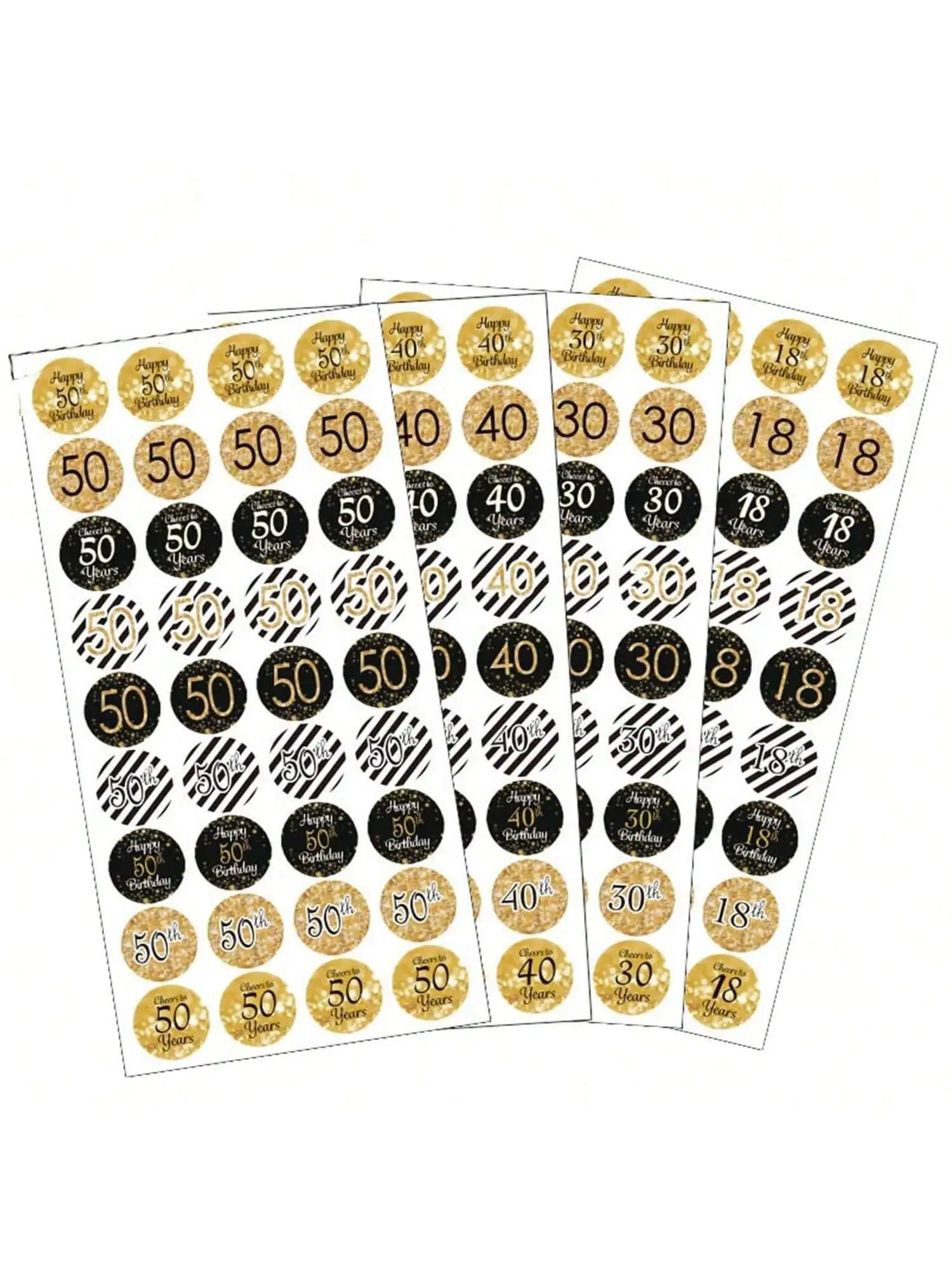 1 Pack 18th 30th 40th 50th 60th 60th 70th 80th 90th Birthday Party Favor Stickers (36 pcs)