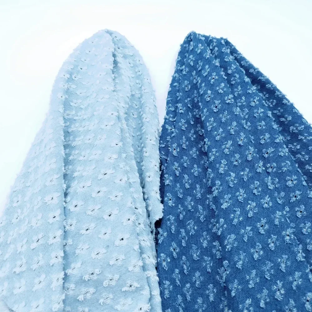 

Washed Denim Fabric Vintage Splice Perforated Case Shoes Coat Hat Pants Costume Design Sewing Cloth Fashion Wholesale Material