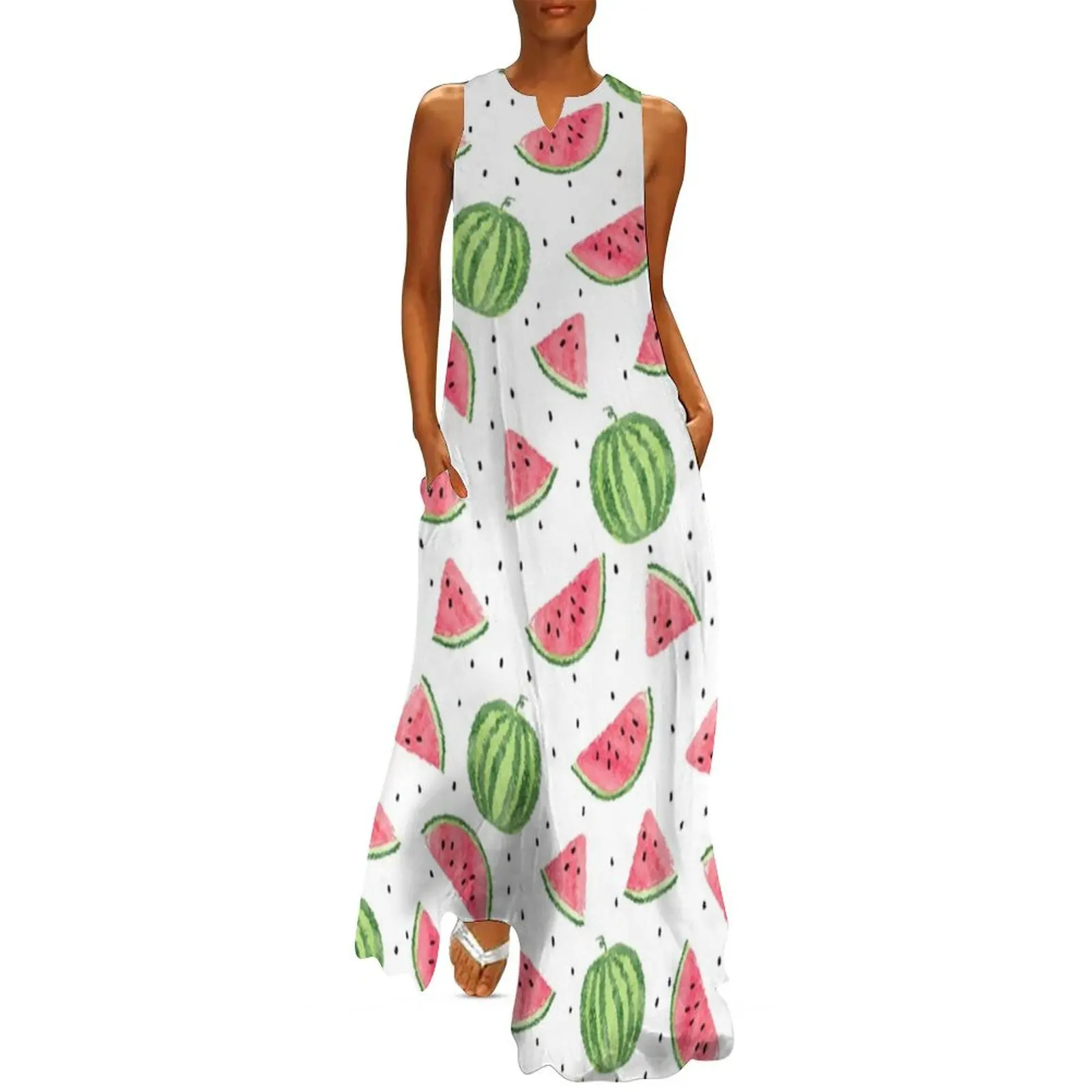 

All-Over Watermelon Print Long Dress sexy short dresses daring Womens dresses Dance dresses Dress