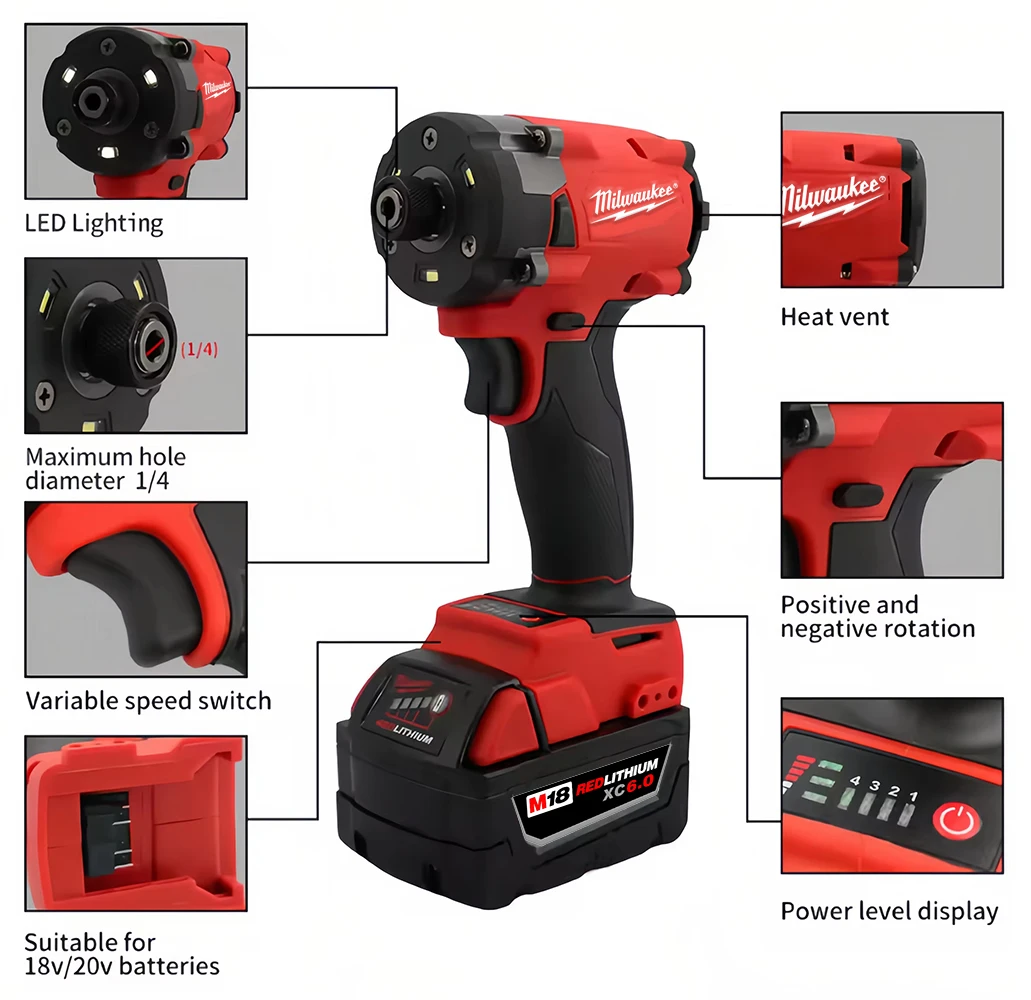 ميلووكي مفتاح ربط كهربائي لاسلكي 300N.M مفتاح ربط بدون فرشاة Pin4 تروس أداة كهربائية مفك براغي عزم دوران عالي لاسلكي #3