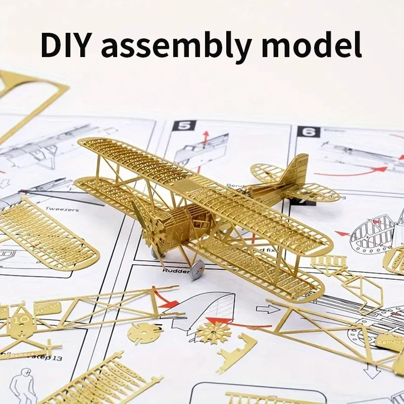 B005 DIY Wright Brothers 3D flight model, brass metal model, birthday gift living room decoration  decor