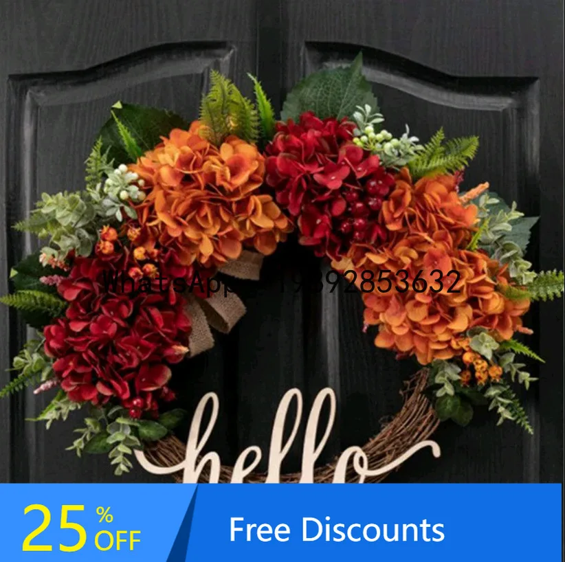 

Door Decoration American Style Home Wreath Hanging Hydrangea Wreath