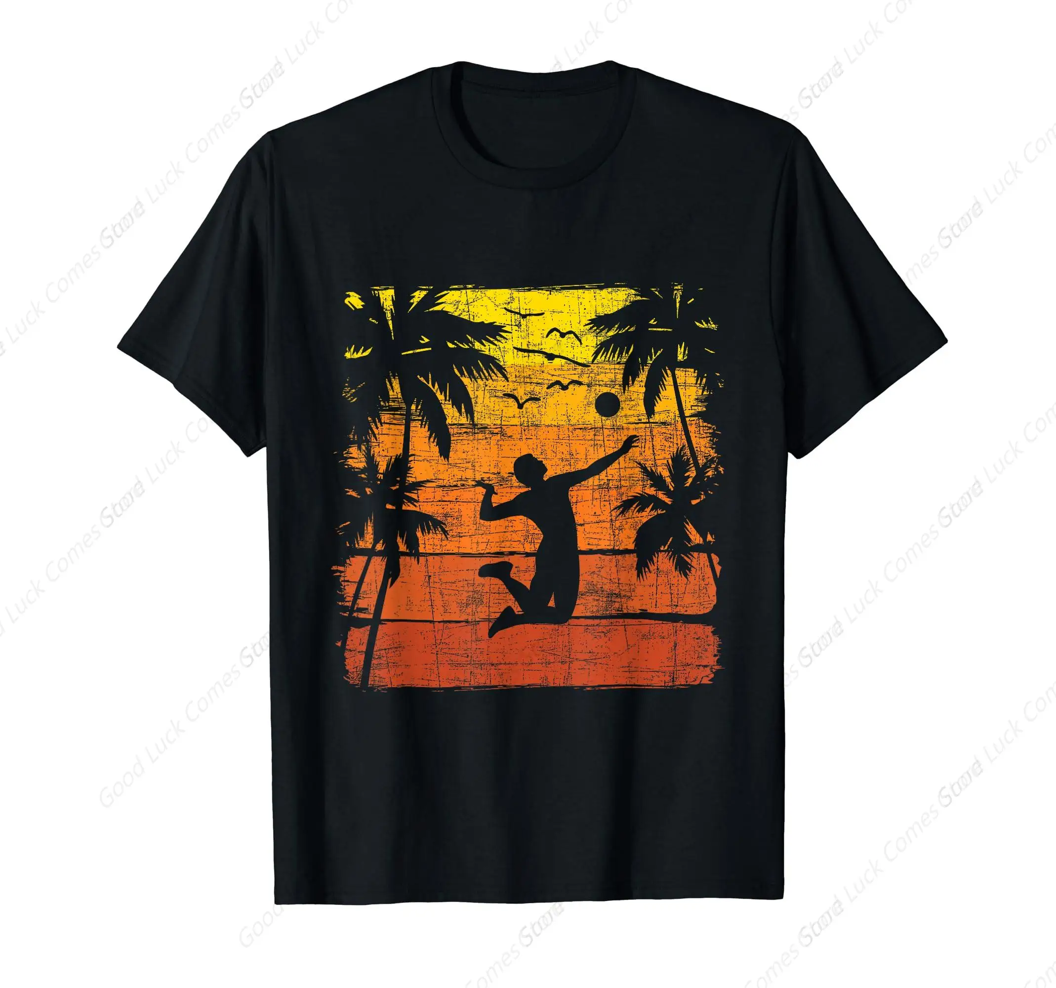 Beach Volleyball  70s Vintage Sunset Players Coach T-Shirt