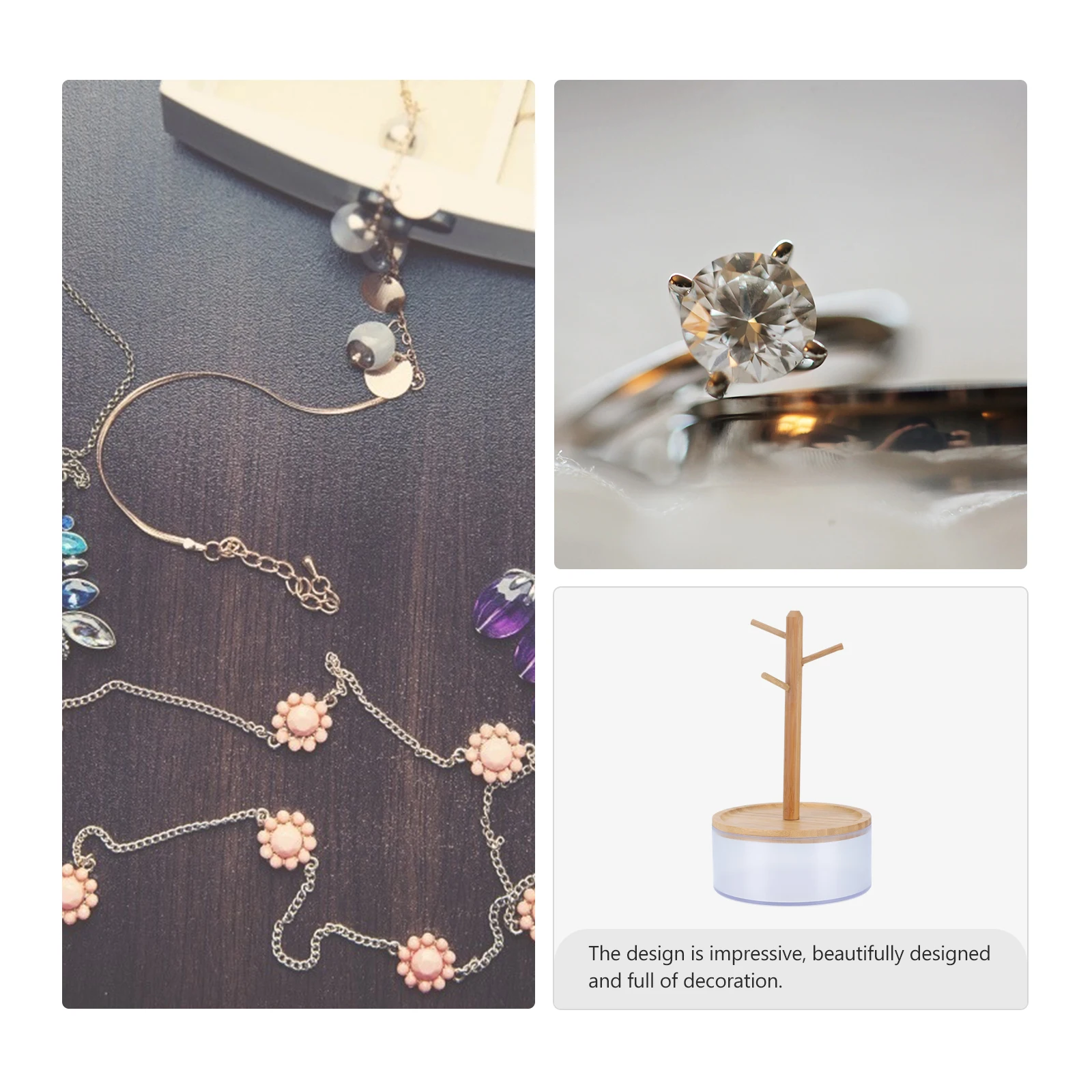 Bracciale St Porta gioielli Portaoggetti da tavolo Espositore per orecchini Scaffale rettangolare Ganizer Materiale in bambù Facile da pulire Alta