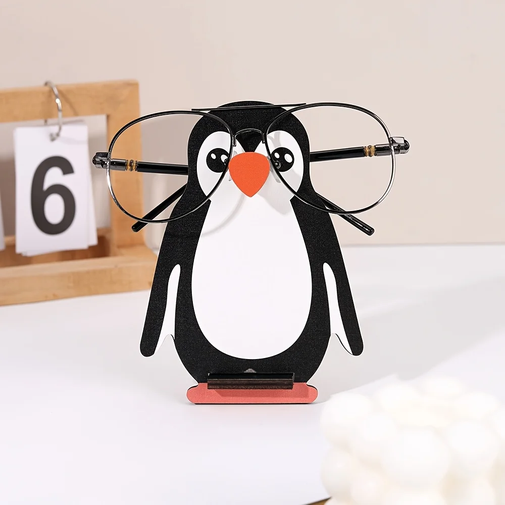 2D 1PCS Cute Penguin Wooden Eyeglass Holder Best-Selling Fun Home  Office Desktop Decoration Holiday Gift Thoughtful Present