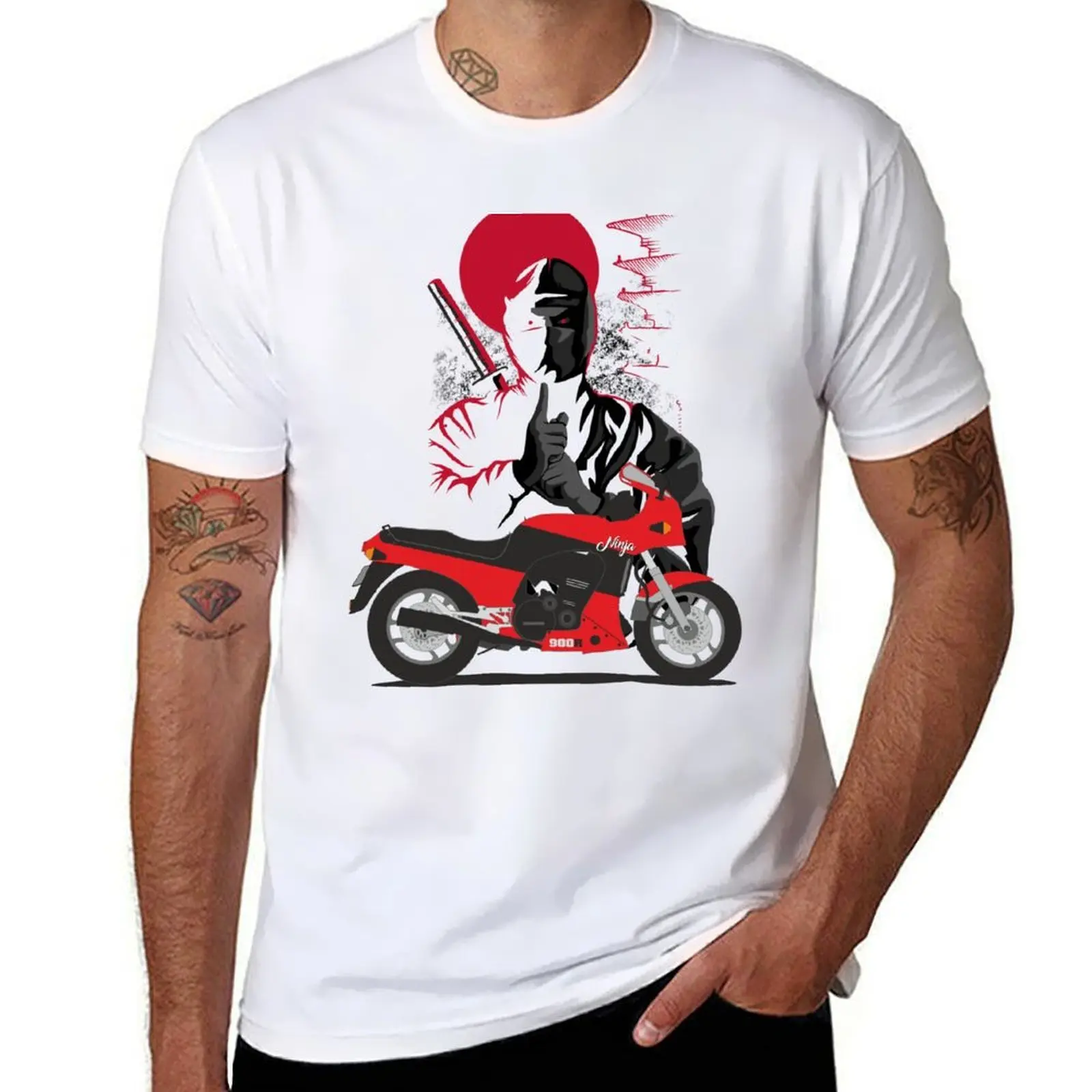 

GPZ 900R Ninja ZX900A Motorcycle Biker T-Shirt black cotton t-shirt plain for man package t shirts for man graphic funny T-Shirt
