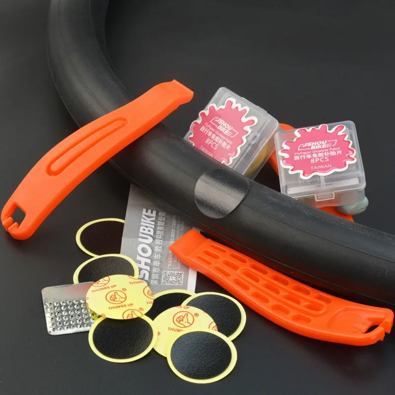 8PCS Bicycle Glue-free Tire Patches Tool Quick Repairing Tyre Protection Patch Adhesive Quick Drying Bike Accessories