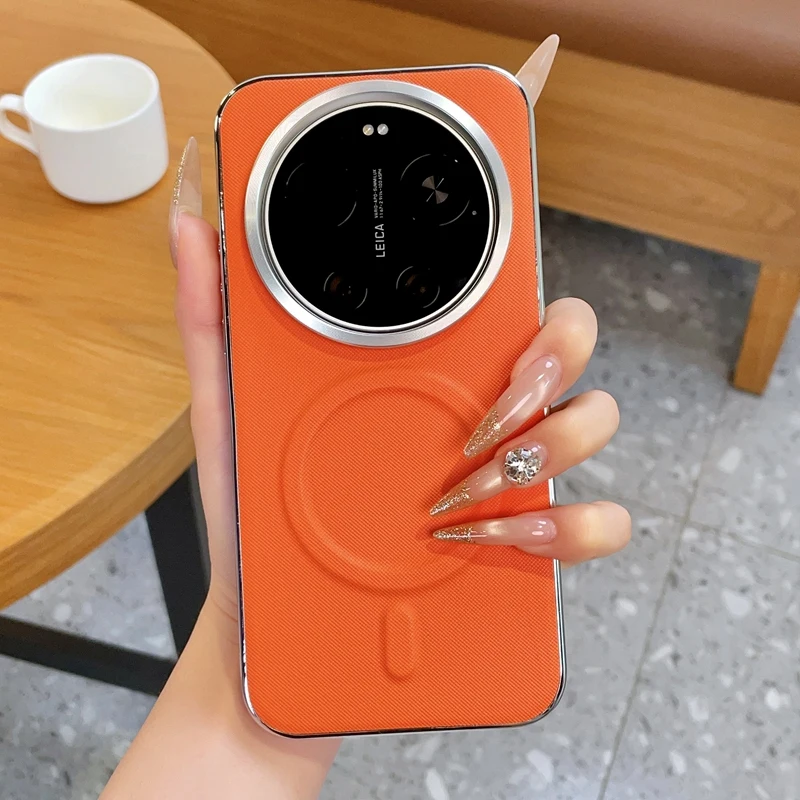 For Xiaomi MI 17 15 14 Ultra 5G Case Luxury Leather Magnetic Wireless Charging Shockproof Protection Hard Back Cover Accessories
