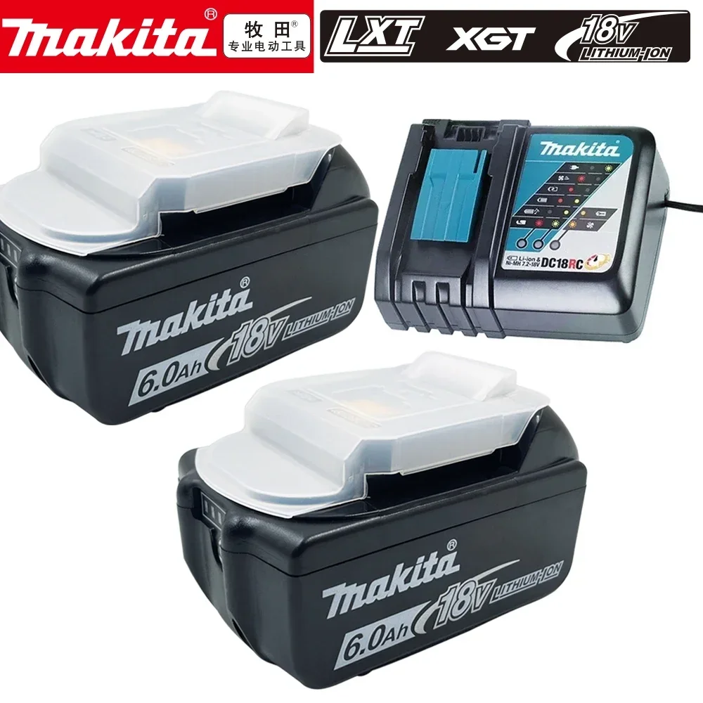 Batería recargable para herramientas eléctricas Makita, 100% Original, LED reemplazable de iones de litio, 6,0 Ah, 18V, LXT