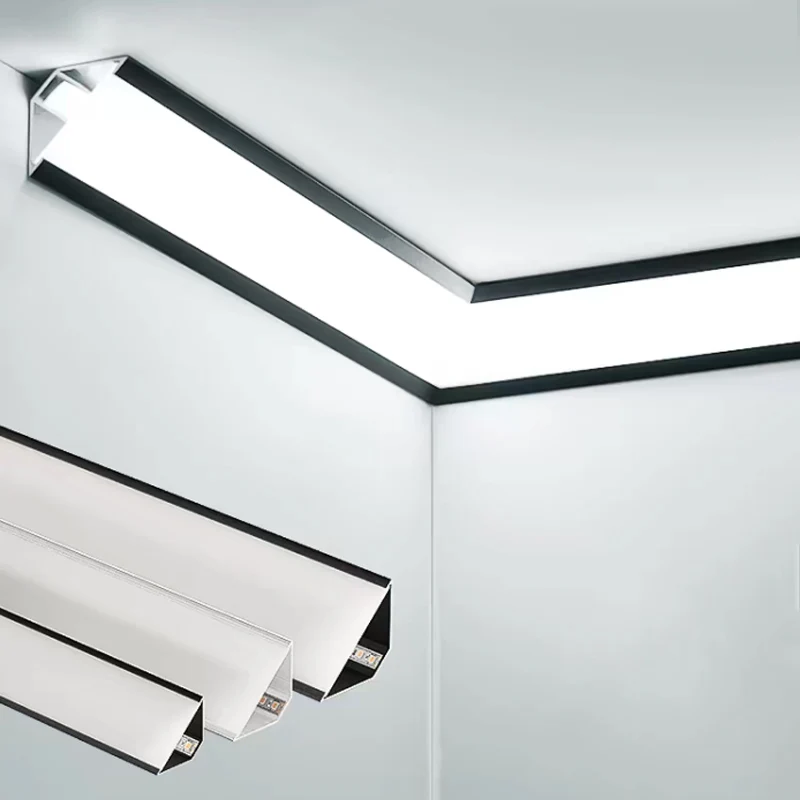 

1 м светодиодный алюминиевый профиль для украшения стели и стен, верхняя угловая линия, домашний декор, внутреннее линейное освещение, твердая полоса света