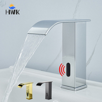 Chrome Automatic Infrared Induction Waterfall Bathroom Basin Faucet.Touchless Cold Hot Water Mixer Tap.Smart Sensor Sink Faucet.