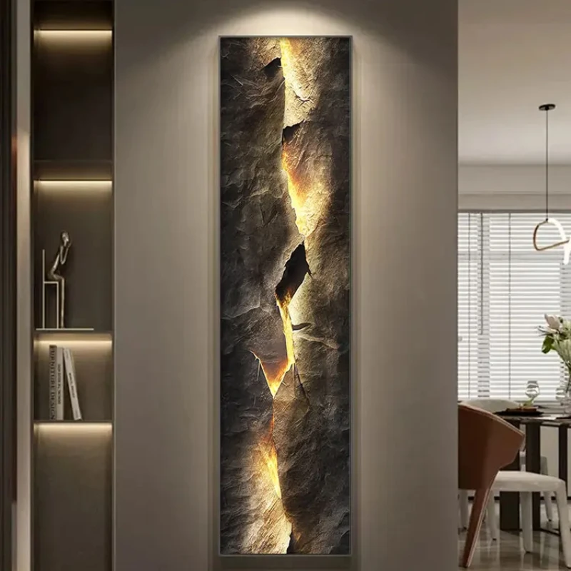 Vertical Long Strip Entrance Hall Decoration Painting, Grand Staircase Hanging Painting, Abstract Corridor End LED Ambient
