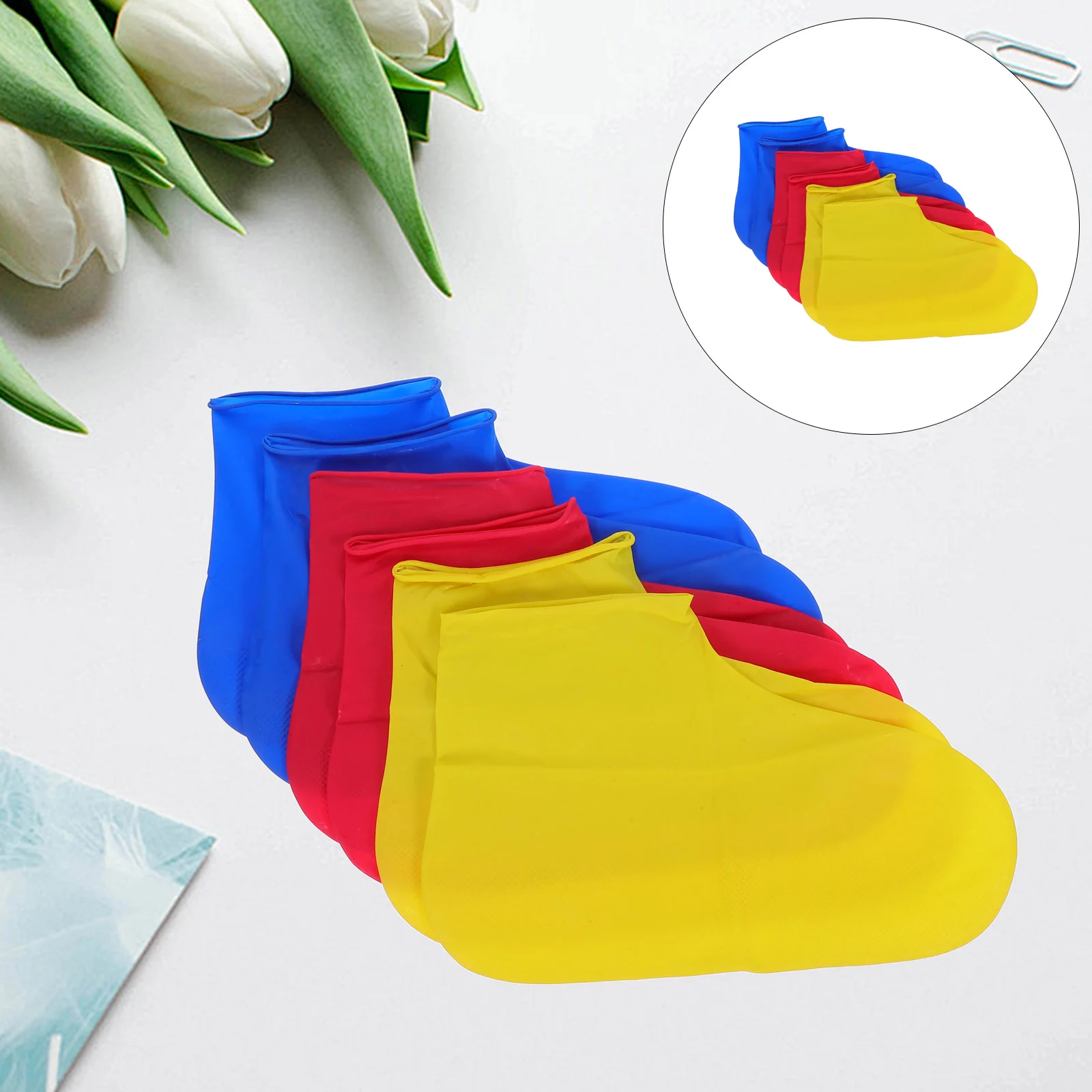 3 Pair Waterproof Anti Shoe Covers Silicone Thicken Outdoor Travel Protector Rain Dust Mud Reusable Foldable Labor