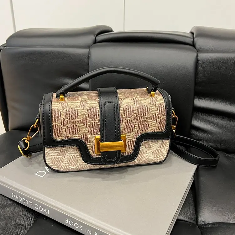 

Винтажная маленькая квадратная сумка с уникальным принтом, женская сумка с верхней ручкой, минималистичная сумка через плечо с широким ремешком