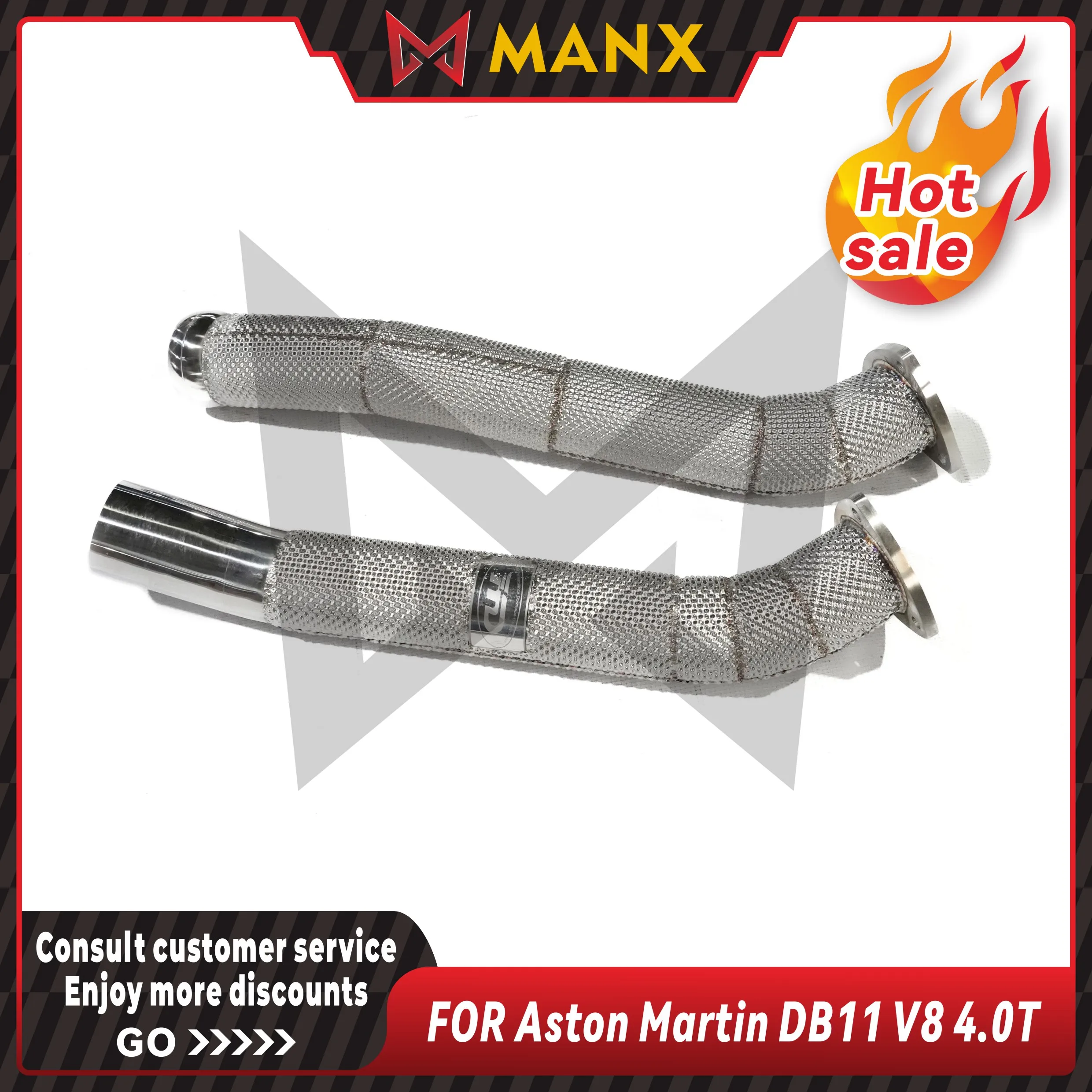 

Stainless steel Resonant tube Performance Auto Exhaust pipe for Aston Martin DB11 V8 4.0T With Heat Shield Racing Pipe