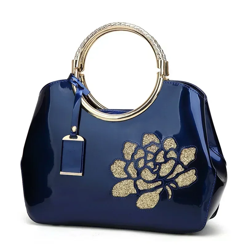 New Fashion European and American Lacquer Leather Handheld Women\'s Bag BrightShell BagShoulder Oblique Straddle Bag  Bag