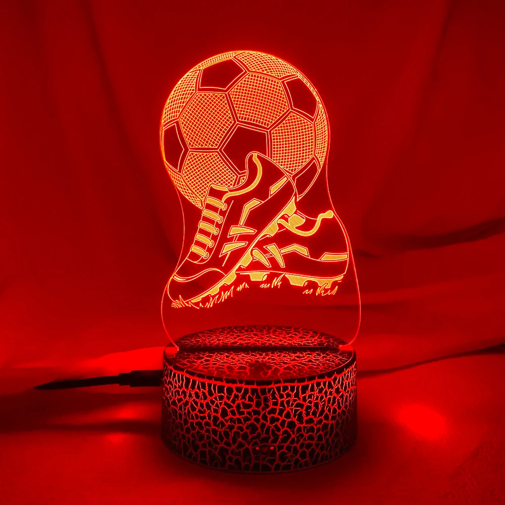 New 3d Illusion Kids Night Light Football 7 Colors Changing Nightlight for Child Bedroom Atmosphere Soccer Room Desk Lamp Gifts