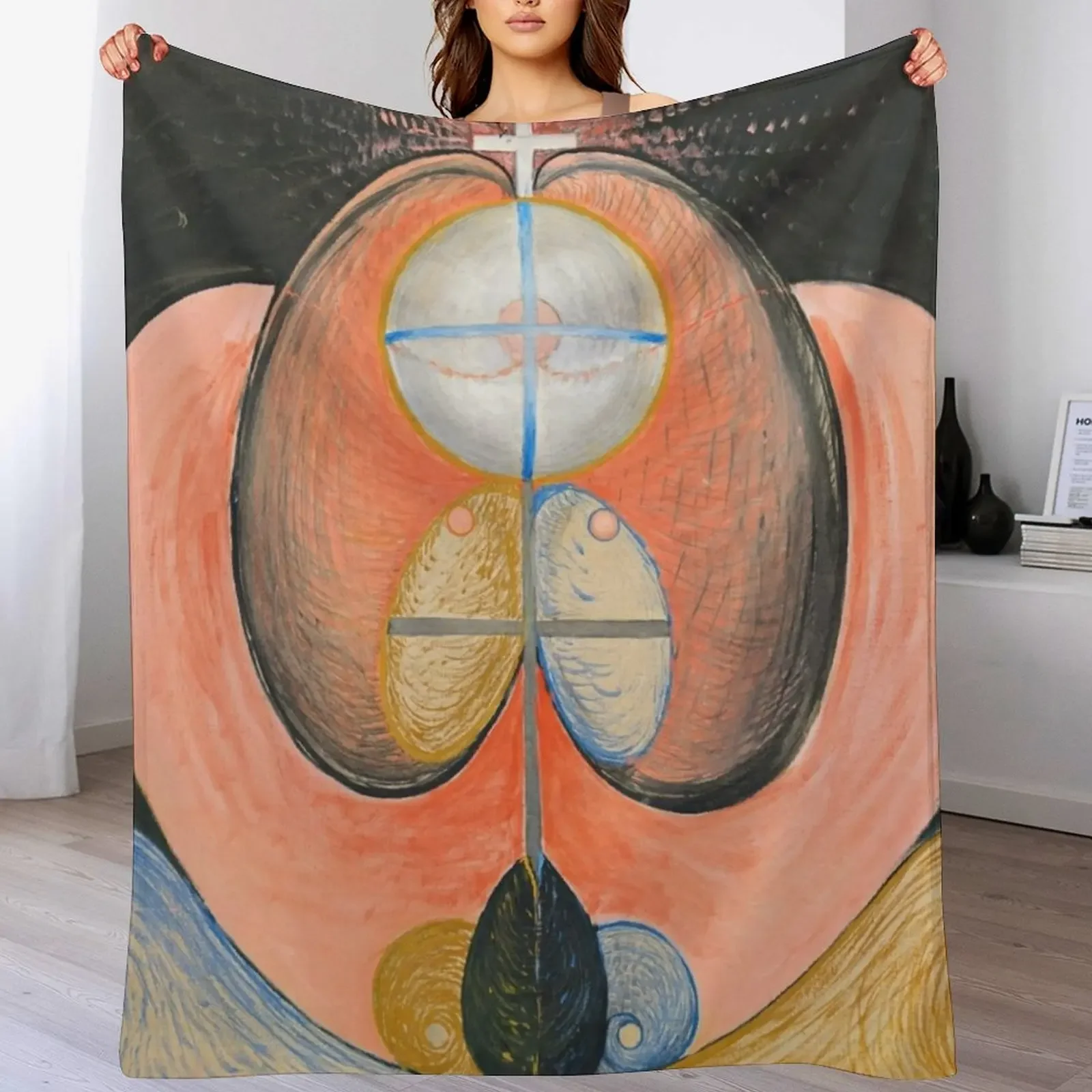 Hilma af Klint - The Evolution No. 10, Throw Blanket Plush Fuzzy Cozy Blanket for Couch Sofa