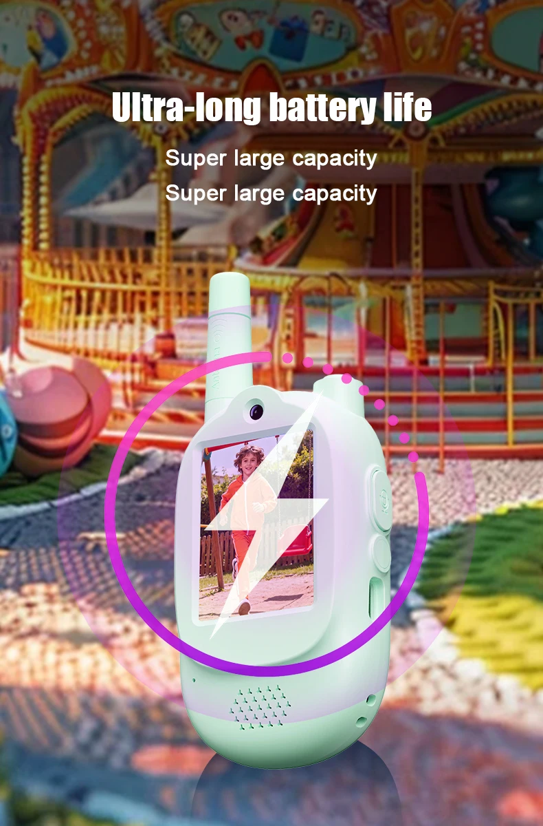 أجهزة اتصال لاسلكية بالفيديو للأطفال، عبوة من قطعتين من أجهزة الاتصال الداخلي عبر الفيديو القابلة لإعادة الشحن للأطفال، ألعاب داخلية وخارجية للعائلة