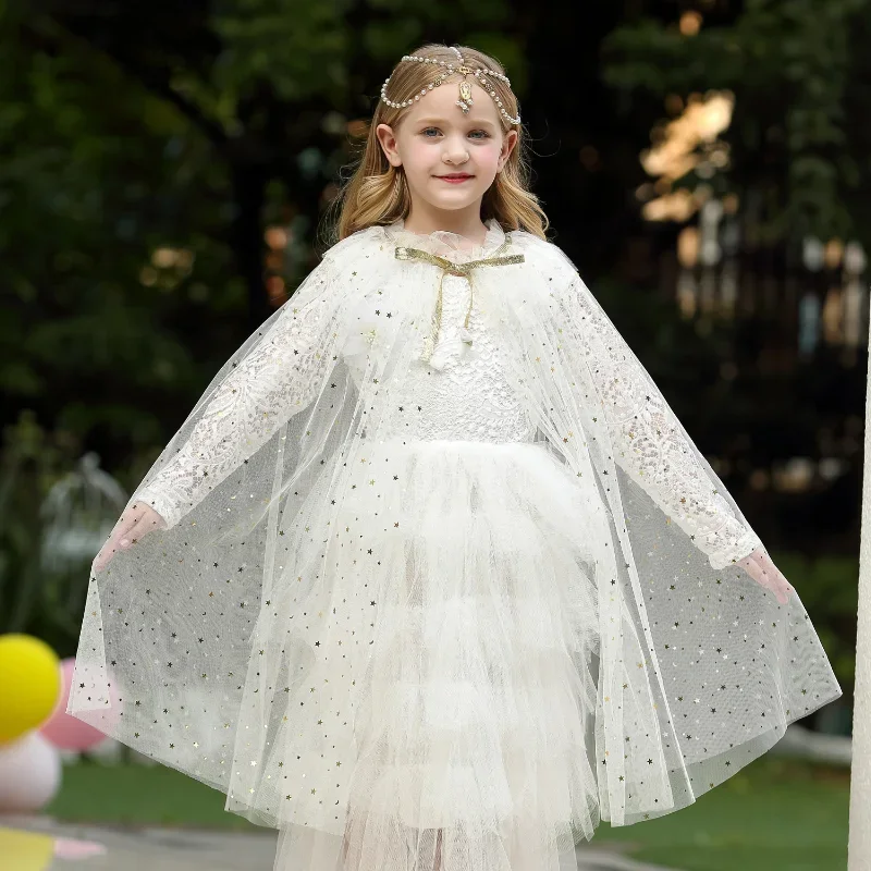 Summer Girl Shawl Cospaly Costume, Girl Ice and Snow Princess Draped with a Cape, Party Accessories Cospaly Costume image 3