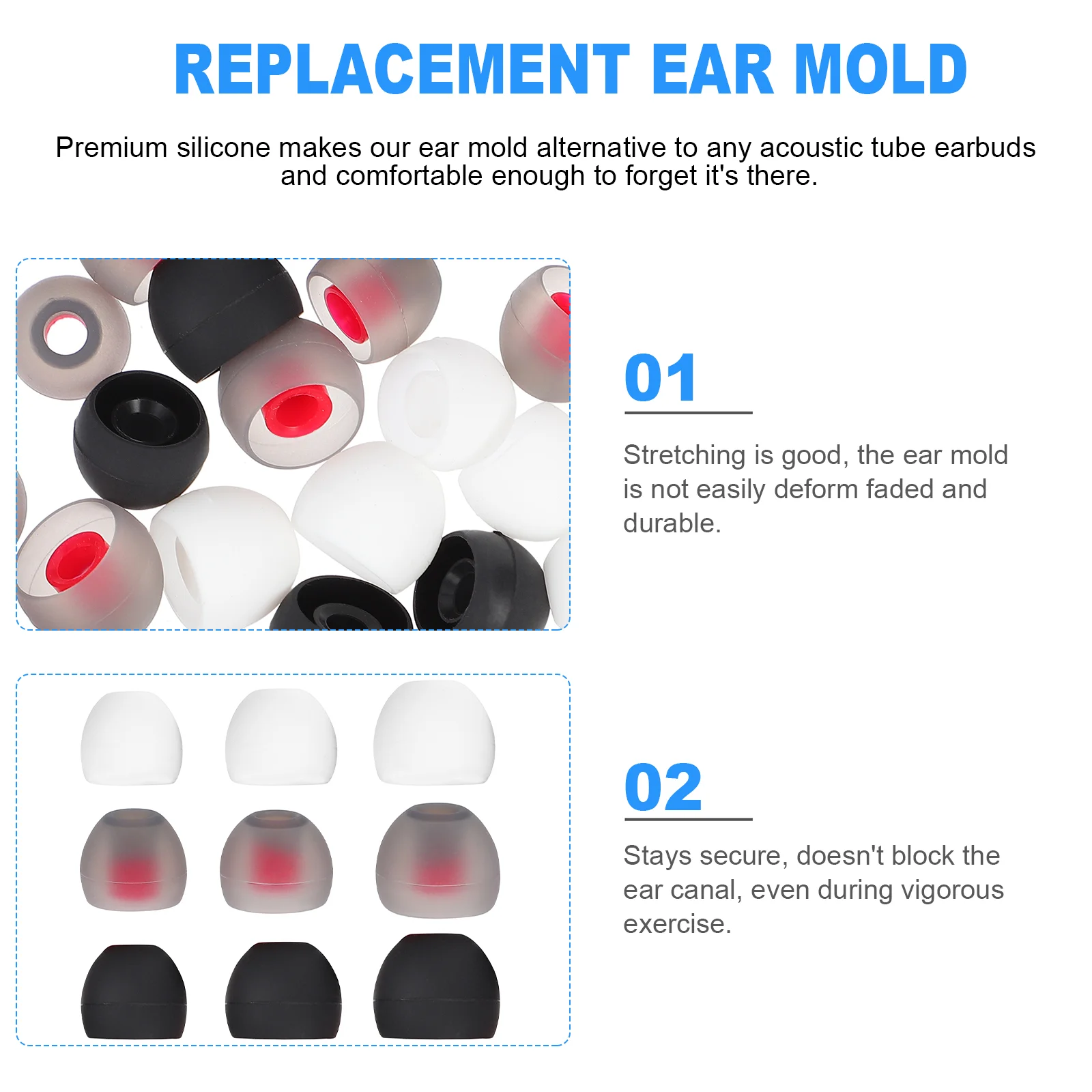 36 Pcs Ear Caps Headphone Case Replacement Pads Silicone Earbud Tips Cushion Noise Reducing Plugs