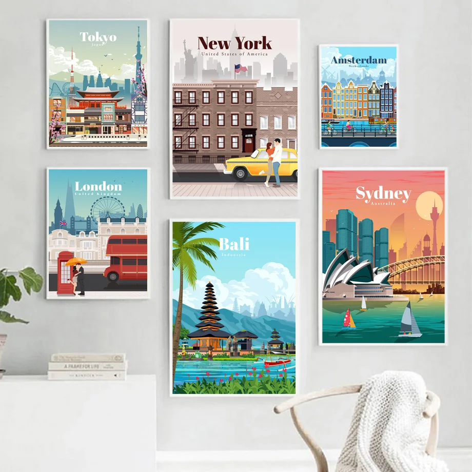 Nordic Posters And Prints Sydney Amsterdam London New York Paris Wall Art Canvas Painting Wall Pictures For Living Room Decor