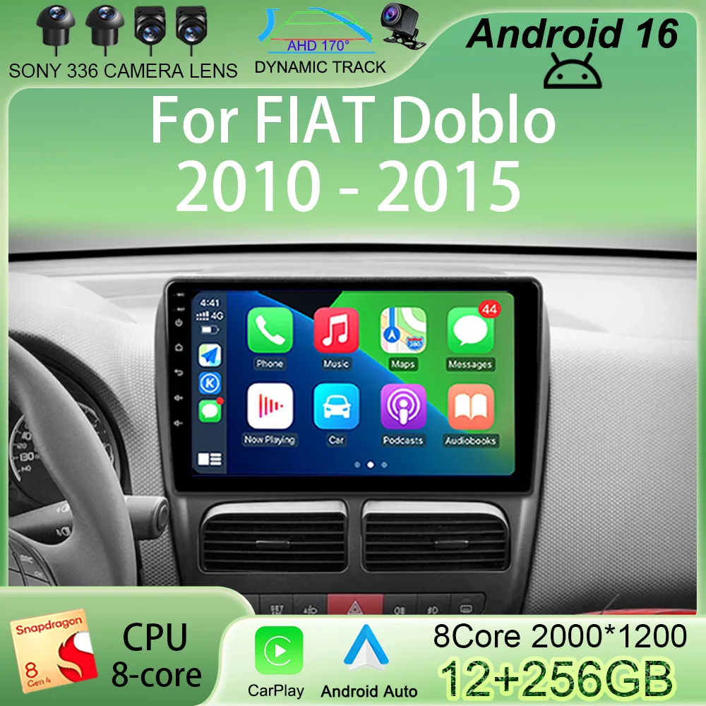 

Car Radio Android 16 For FIAT Doblo 2010 2011 2012 - 2015 Navigation GPS Multimedia Video Player Stereo Carplay+auto WiFi+4G BT