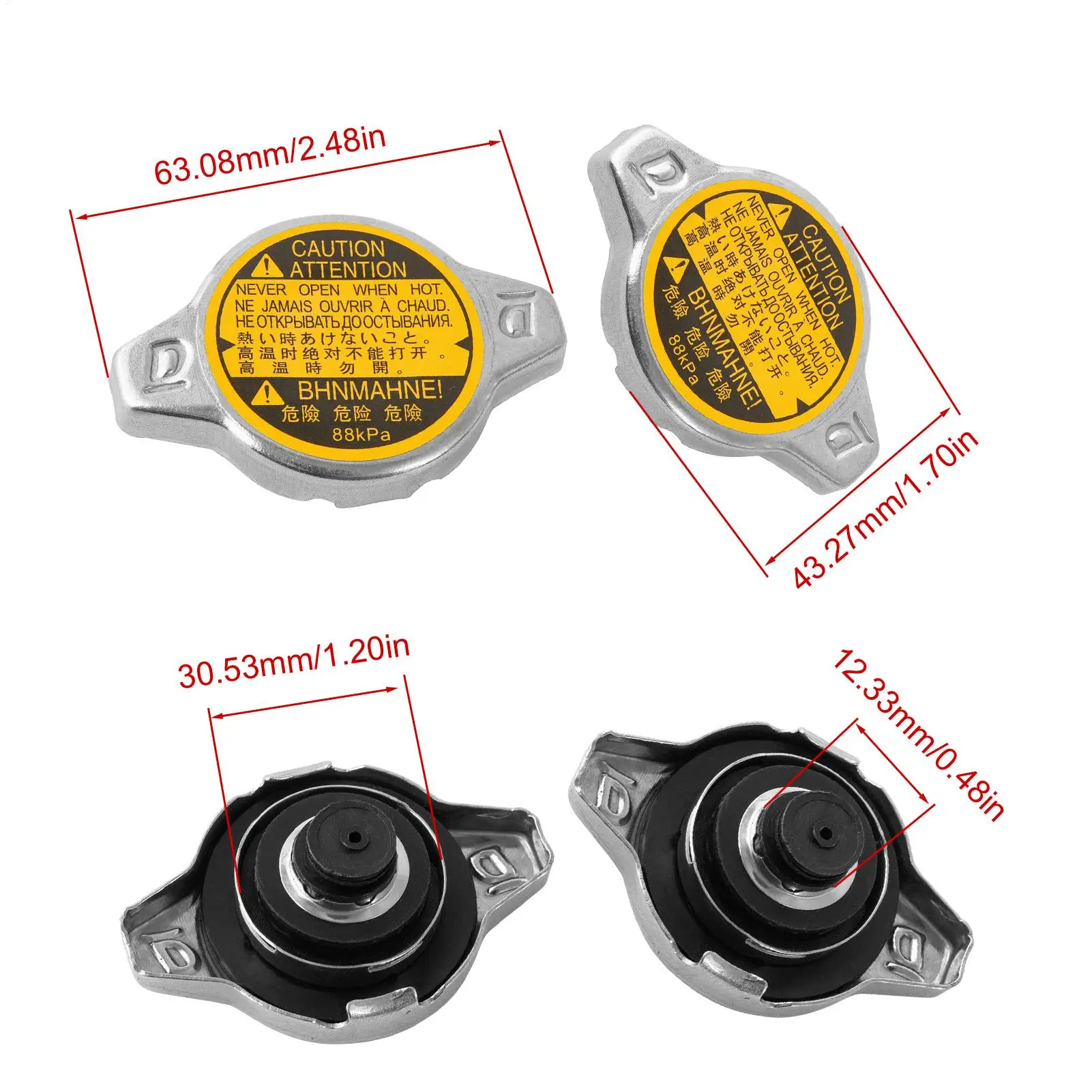 استبدال غطاء المبرد السيارات الفولاذ المقاوم للصدأ خزان غطاء عازل تبديد الحرارة استبدال أجزاء للسائقين القياسية #6