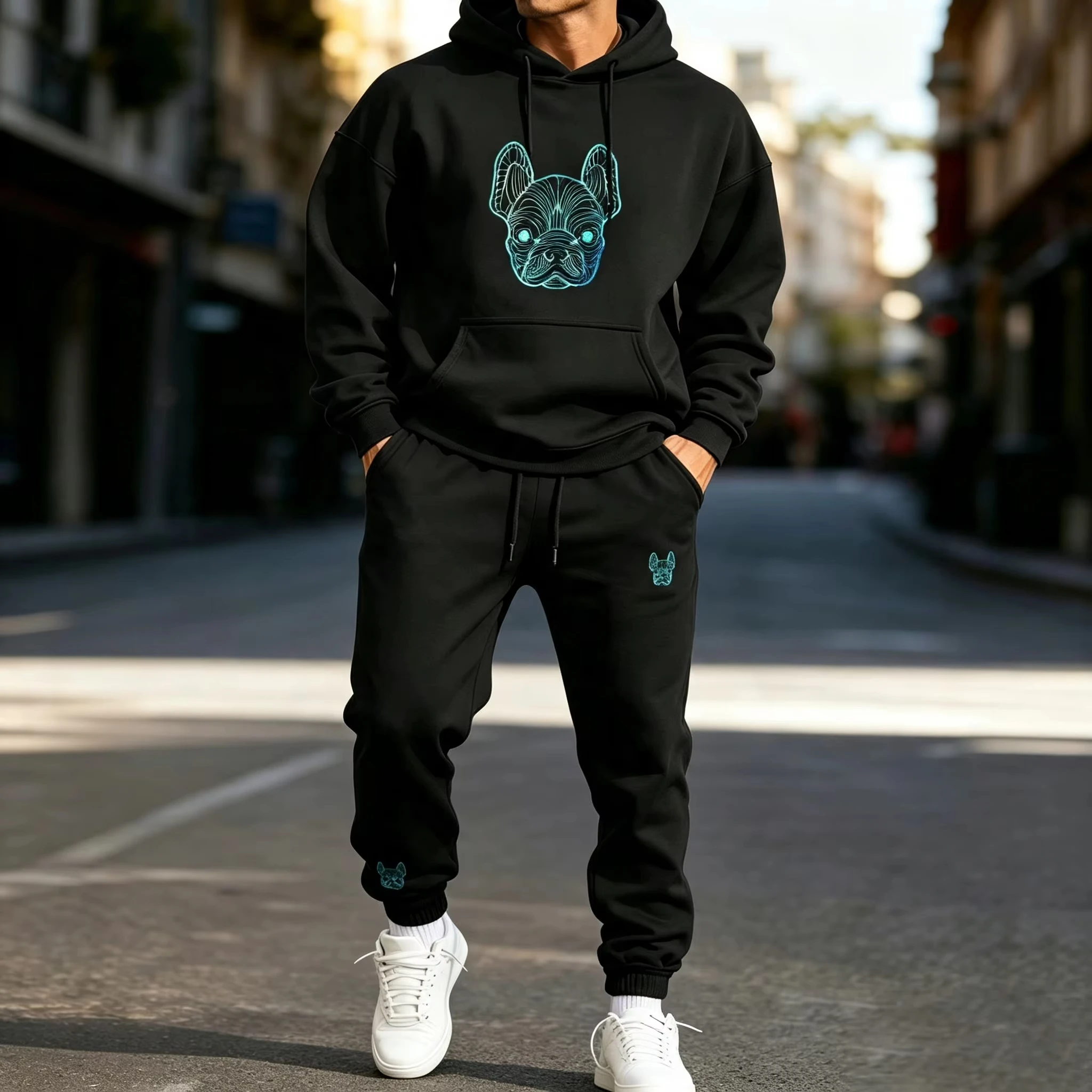 Men's Autumn Winter 2 Piece Outfits Casual Hoodie & Sweatpants Set Urban Streetwear Running Sports Tracksuit merch hoodie set