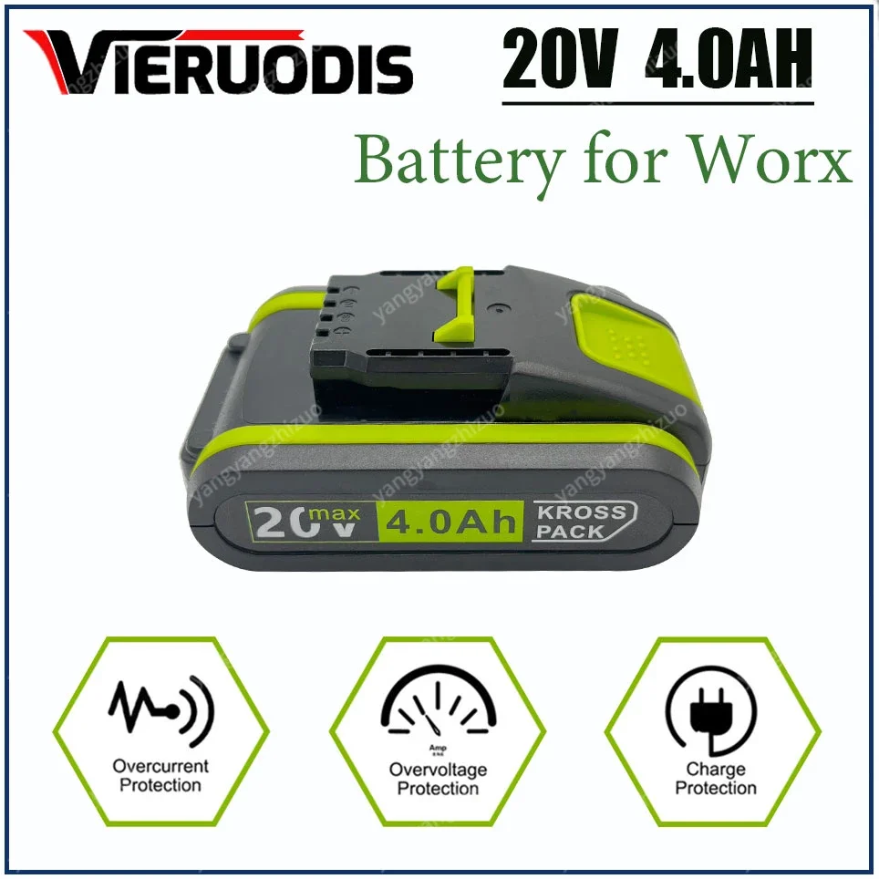 For Worx New Power Tools Rechargeable Replacement Lithium Battery 20V 4.0Ah for Worx WA3551 WA3553 WX390 WX176 WX178 WX386 WX678