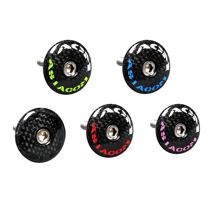 Carbon Fiber Bicycle Headset Top Cap 28.6mm Fork Stem Cover Mountain Road Bike Bowl Set Cap With Bolt