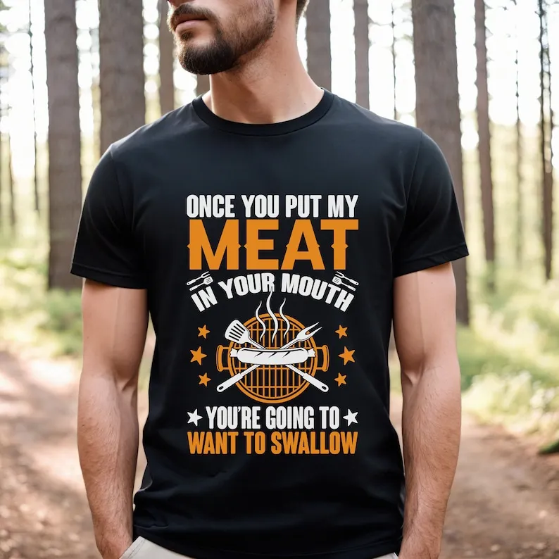 Meat Smoker Gift BBQ Lover Printed Shirt Funny Chef Tshirt for Dad Grilling Gifts Male Tee Unique Barbecue Essentials for Girls