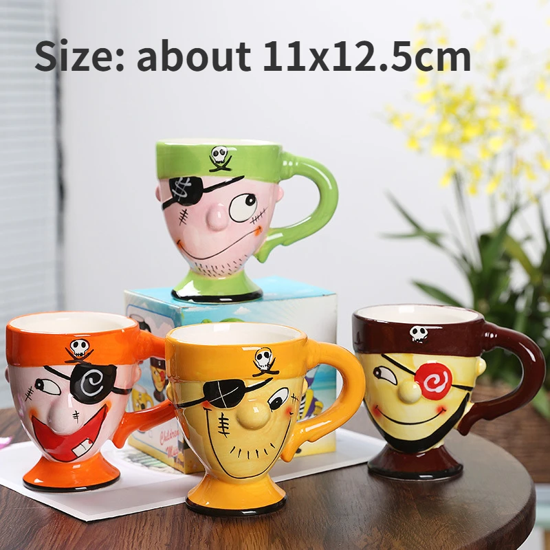 

Creative Ceramic Pirate Cartoon Water Cup with Handle Office Home Breakfast Milk Coffee Cup 3D Irregular Shaped Mug Tea Set Gift