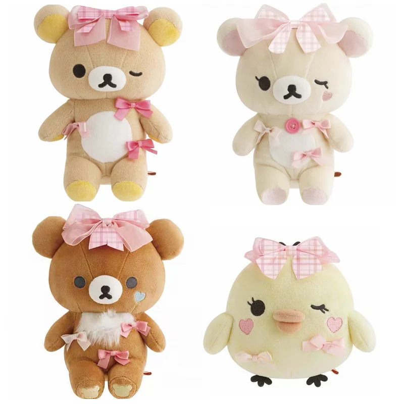 Rilakkuma Plush Toy Soft Doll Makeup Rilakkuma Ribbon Bow Korilakkuma Chairoikoguma Bear Kiiroitori Chick Stuffed Animals