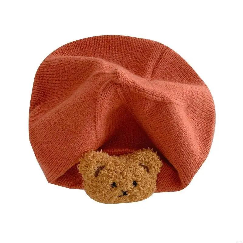 قبعات أطفال M89C على شكل دب محبوكة للرضع من البنات والأولاد من عمر 5 إلى 24 شهرًا من الفتيات الرضع