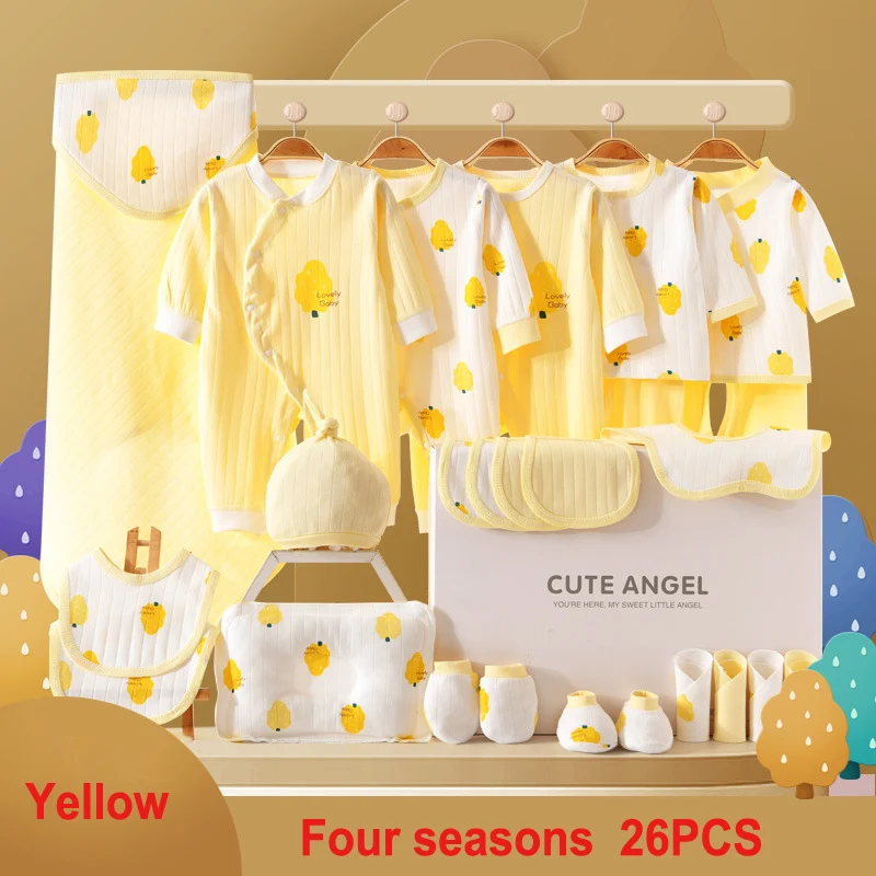 24/26Pcs Newborn Infant Kids Baby Boy&Girl T-shirt +Pants Rompers Outfits Cotton Casual Autumn Toddler Clothes Set 0-6 Months