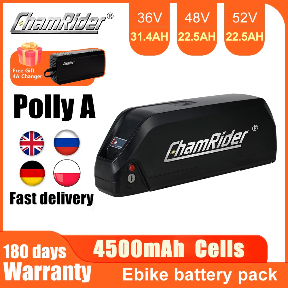 Chamrider Polly A 48V22.5AH Ebike Battery Downtube Polly B 48V27AH Electric Battery 50A BMS Brand 21700 Lithium battery cell