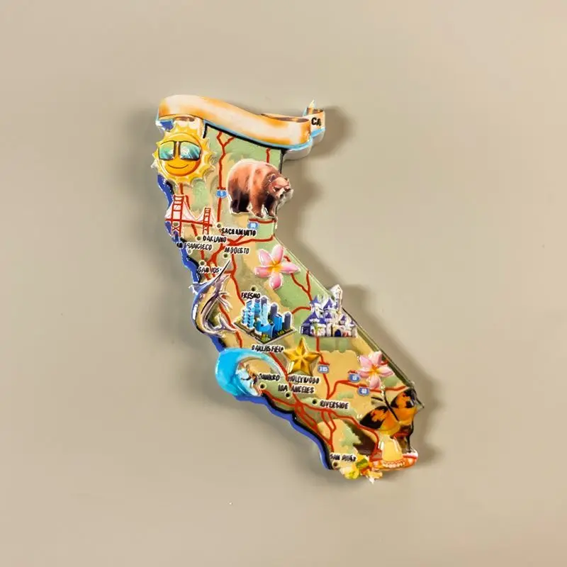 

United States State Map Refrigerator Magnet Creative Travel Souvenirs Personalized Home Decorations Characteristic Souvenirs
