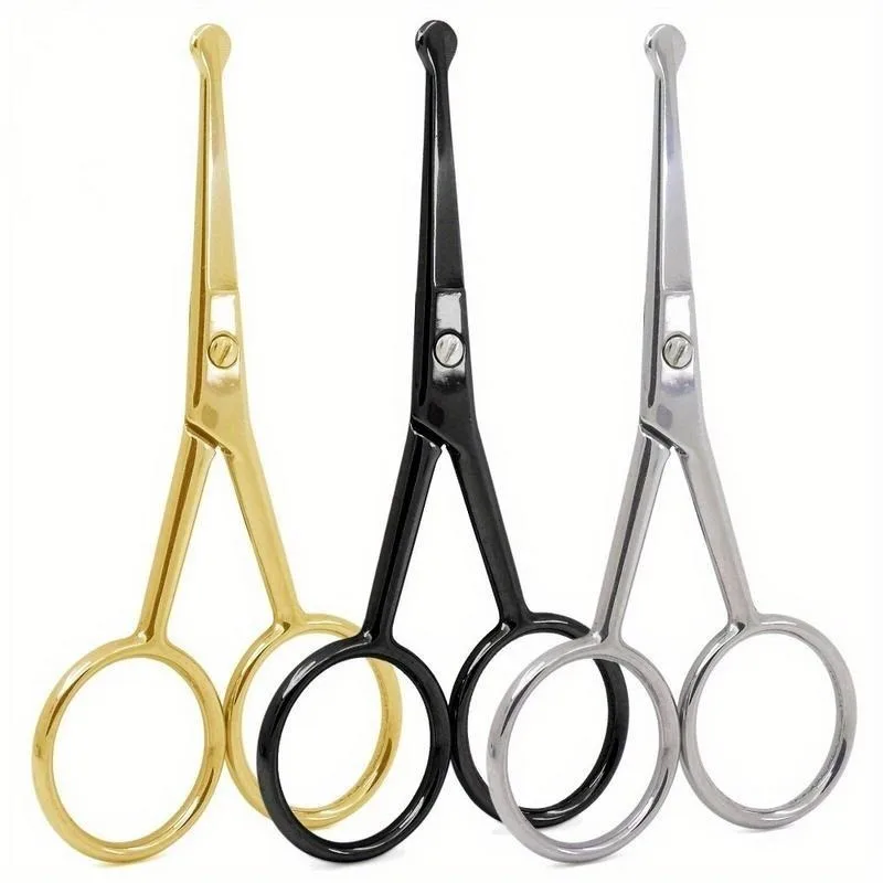 1pcs Round Head Safety Cuticle Manicure Scissors Professional Small Clipper Eyebrow Nose Hair Trimming Tweezers Beard Scissors