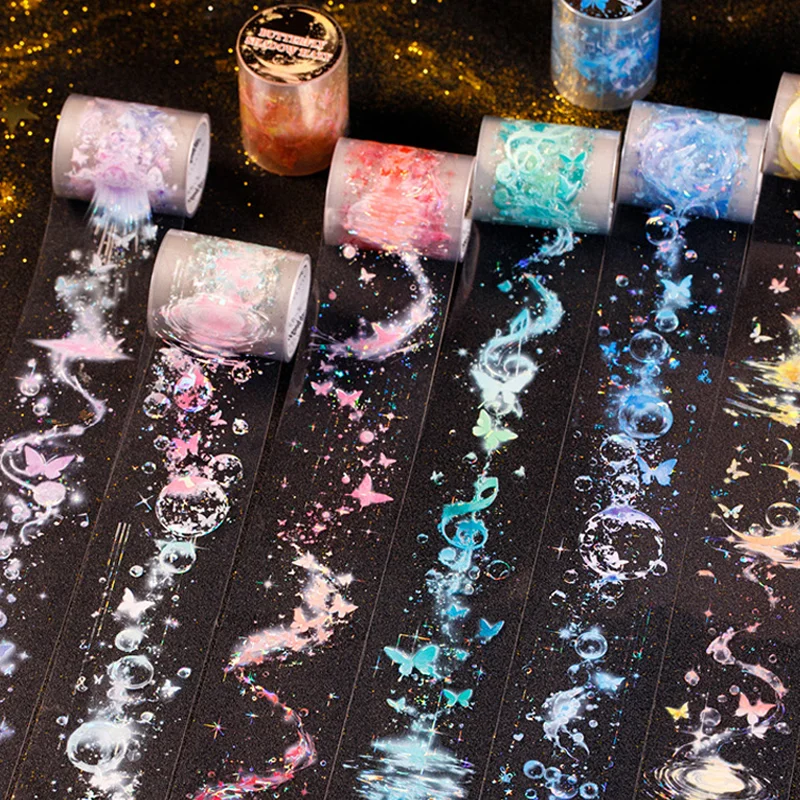 Mr Paper 200cm/roll Butterfly Shadow Series Shell Glow Decorative Tape Handbook DIY Calendar Frame Cup Diary Material Stickers