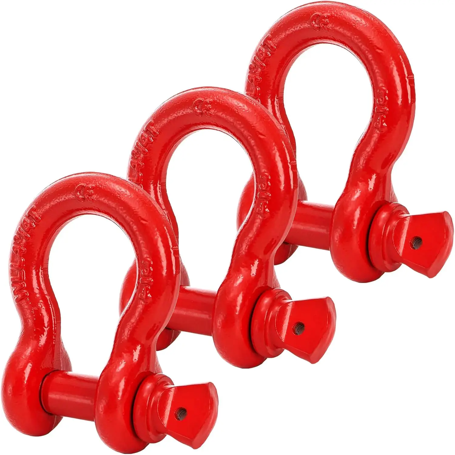 

3 Pack D Ring Shackles 3/4" Heavy Duty Tow Shackle for Strap Winch Vehicle Recovery 28.5 Ton Max Break Strength Red