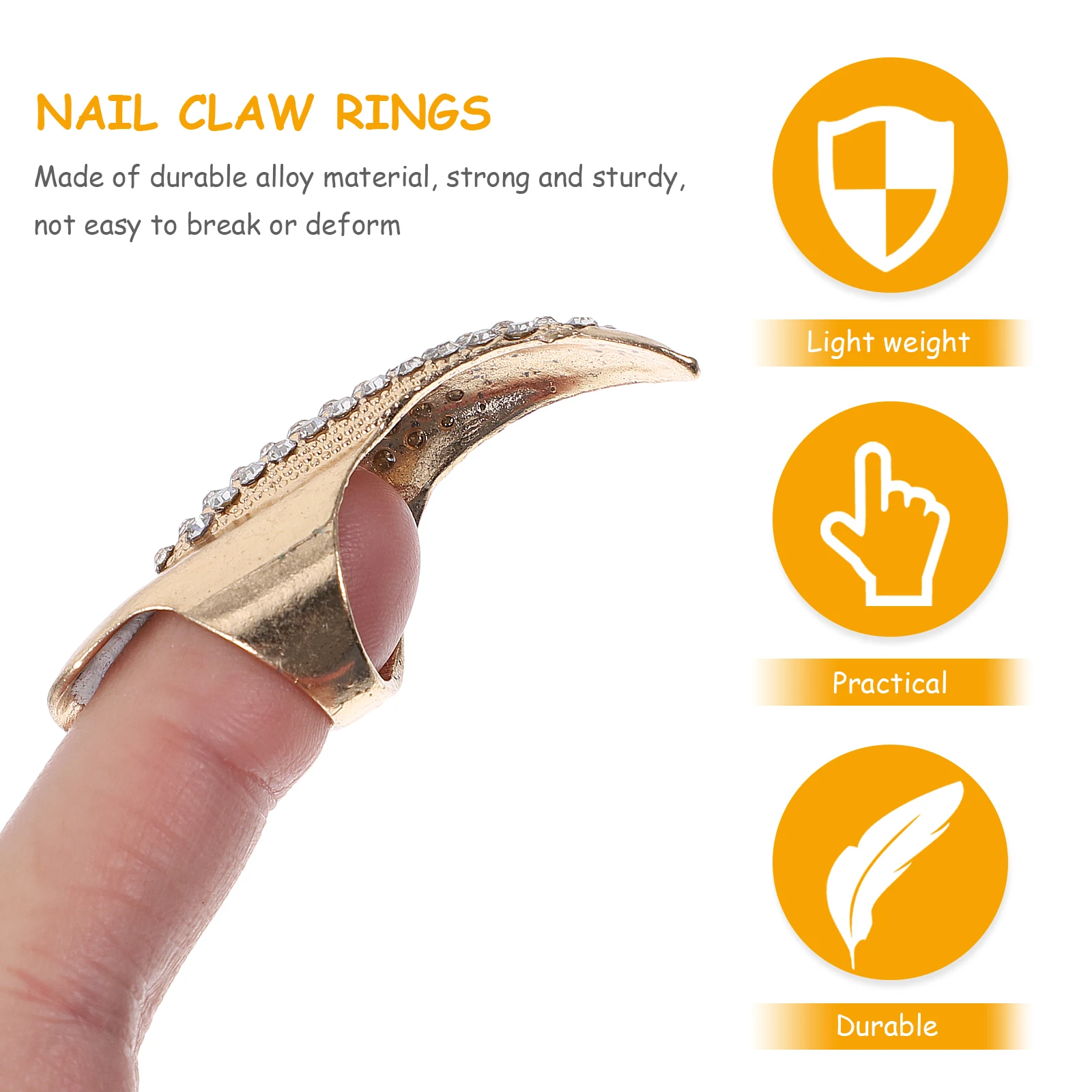 

10Pcs Rhinestones Claw Rings Halloween Fingertip Nails Gothic Punk Jewelry Accessory Finger Claw Fingertip Nail Rings